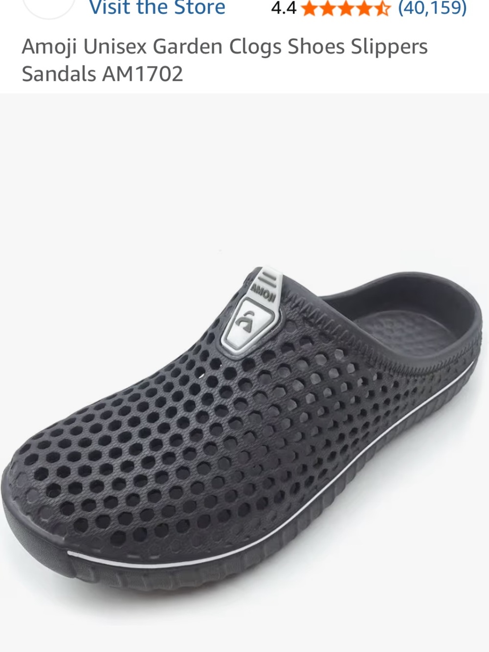 Amoji Unisex Black Perforated Garden Clog